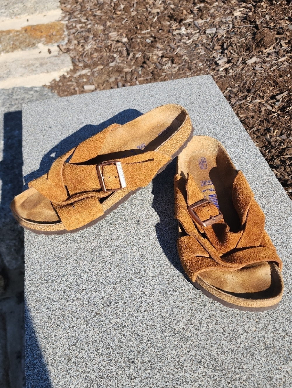 Birkenstock Lugano Suede Buckle Slide Sandals Soft Footbed Size 10 Narrow